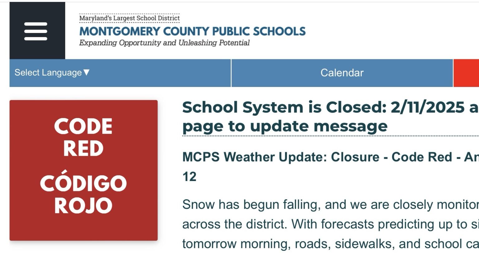 Emergency Closure Code Red MCPS Weather Update: Closure – Code Red – Schools and Offices Closed ...